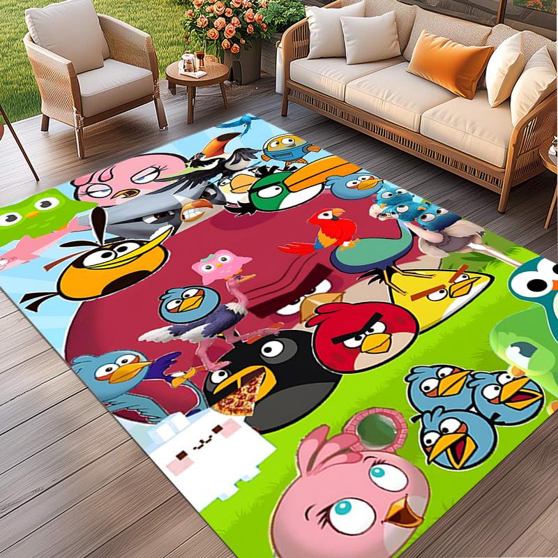 Angry Birds Print Rug, Washable Floor Carpet, For Entryway Dorm Laundry Room Office Study, Home Decor Birthday Christmas Gift