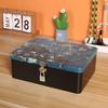 Lockable Retro Tin Box for Cosmetics, Documents, and Jewelry Storage