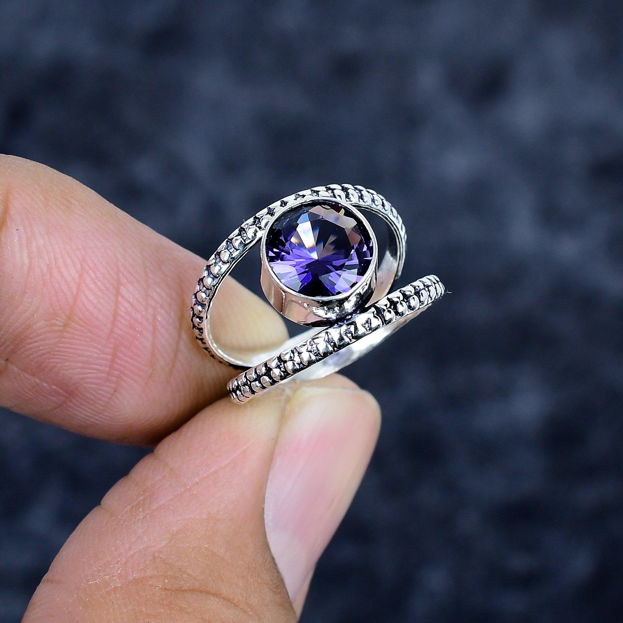 

Amethyst Gemstone Handmade 925 Sterling Silver Jewelry Ring Size 5 MM-3418