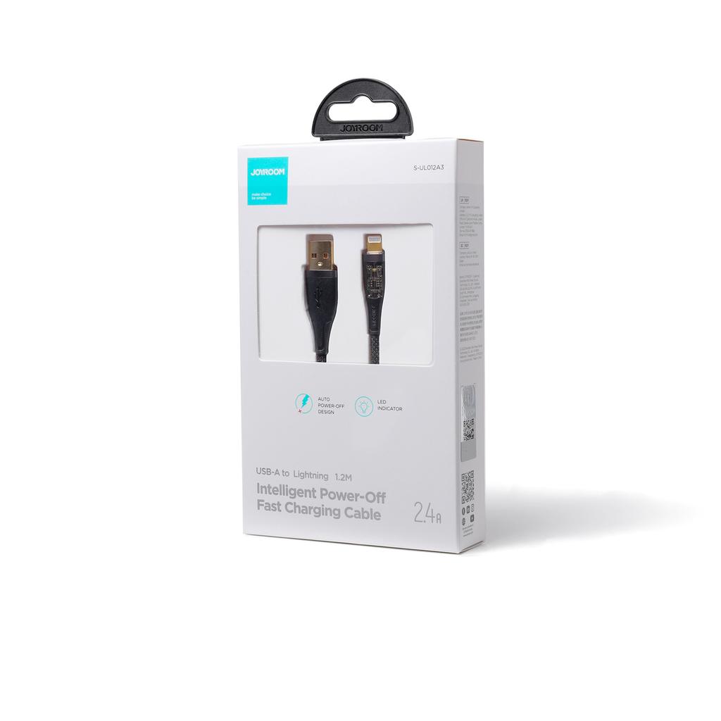 Joyroom A3 Star-Cloud Lightning Cable 2.4A, Smart Switch, 1.2m, USB-A, Black