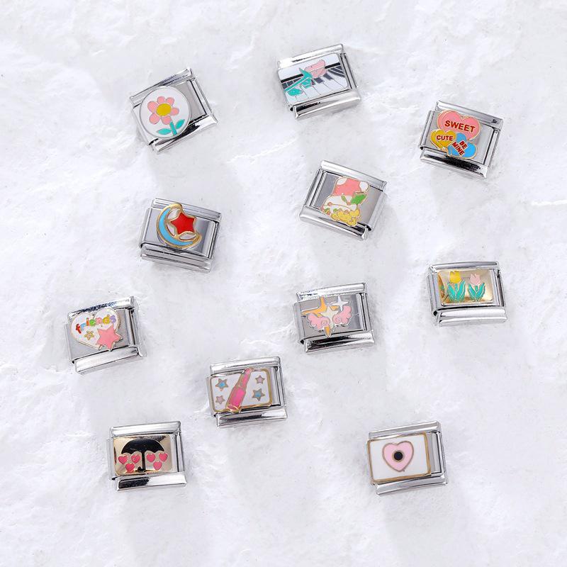 Ručně vyráběný italský kreslený náramek s ocelovým dnem: Roztomilé, Kreativní, DIY Šperkové Doplňky