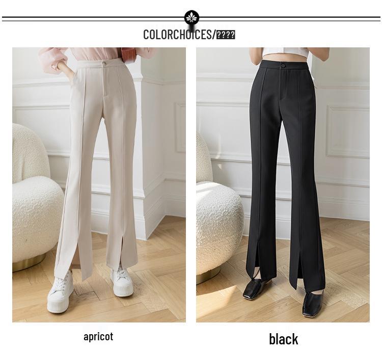 Women's Korean Style High-Waisted Flared Split Dress Pants - Spring/Summer 2026 Collection, Slimming Drapey Trousers Casual Trousers.