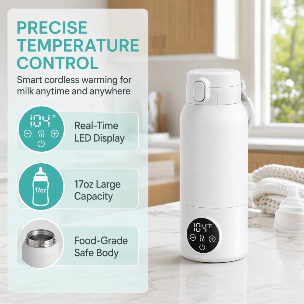 Cordless Portable Milk Warmer Stainless Steel Breast Sterilizer Portable Baby Bottle Warmer Travel