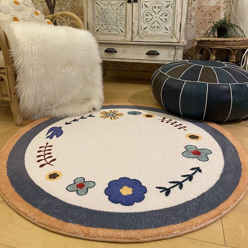 Retro Round Carpet Thickened Bedroom Bedside Carpet Computer Chair Dirt Resistant Cartoon Washable