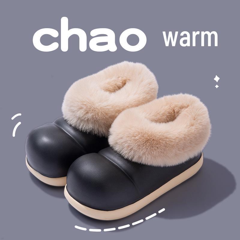Waterproof Velvet-Lined Cotton Slippers for Girls - 2025 Winter Collection with Thick Soles and Enhanced Warmth