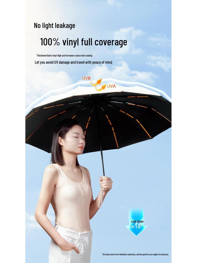 Compact Dual-Use Automatic Umbrella for Sun & UV Protection - Unisex, Large, Lightweight, Foldable