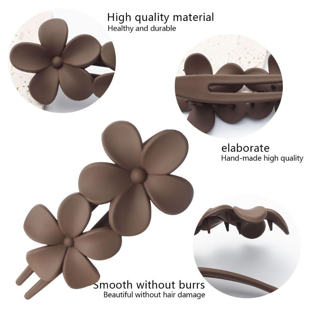 7 PCS Frosted Flower Barrettes Matte Hair Accessories Flat Hair Claw Clips  Beach Party