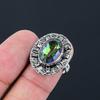 925 Sterling Silver Natural Rainbow Mystic Topaz Statement Ring Jewelry US 7.5