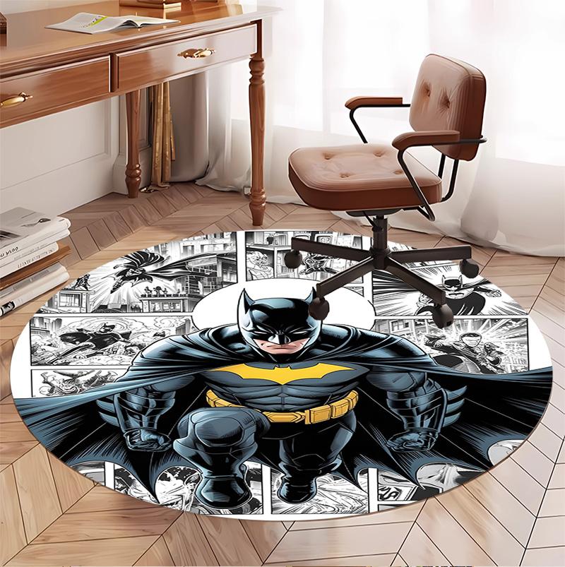 Batman Pattern Round Rug, Indoor/Outdoor Mat, for Picnic, Gameroom, Bedroom, Office, Living Room, Home Decor Carpet, Birthday Gift