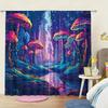 Set Of 2 Shining Mushroom Comic Pattern Printed Curtains Window Decorations Home Room Forest Curtain Polyester