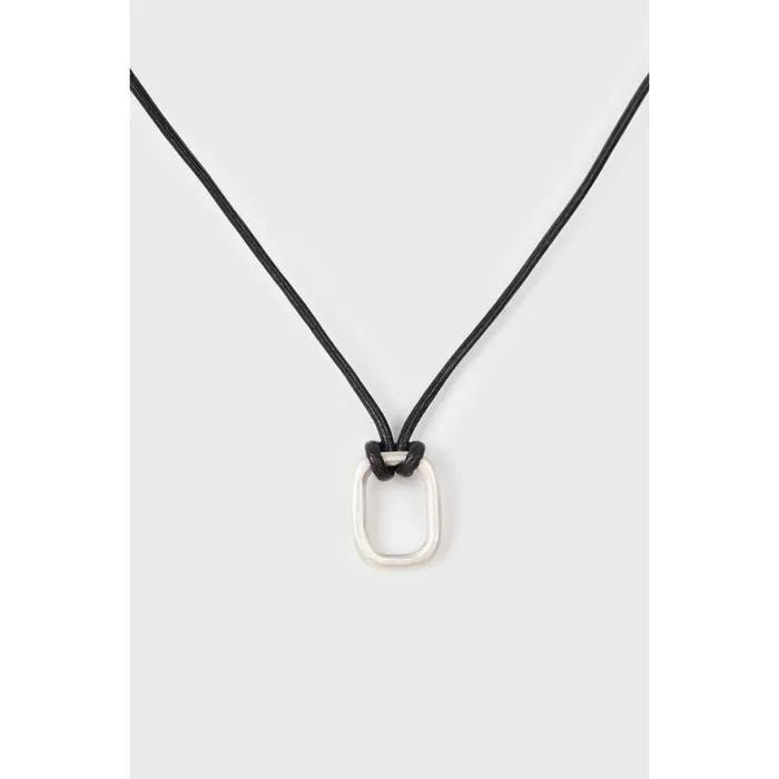 Leather Knotted Necklace - Silver