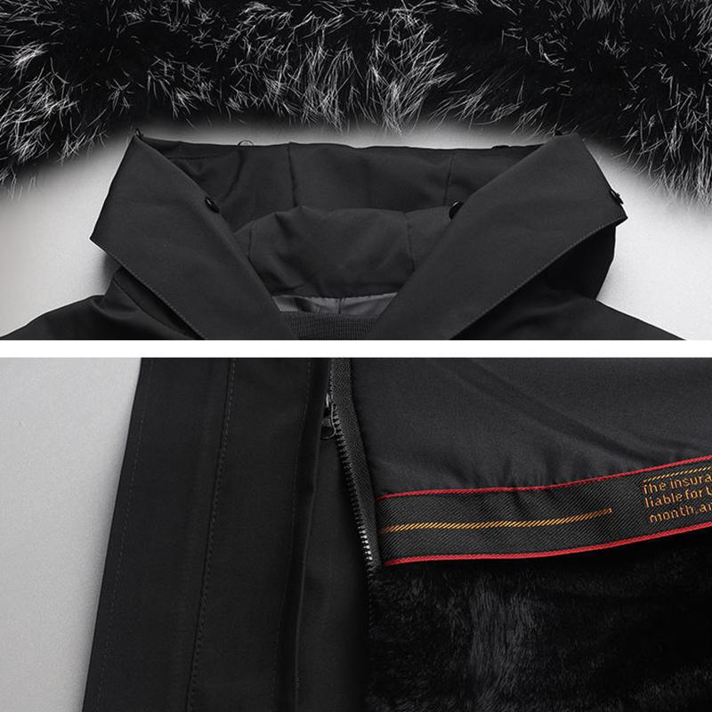 Stil punk Bărbat de vârstă mijlocie Plus Paltoane din puf de catifea Parka cu căptușeală detașabilă Paltonă de blană adevărată pentru bărbați, de lungime medie, detașabilă, căptușeală de blană de iepure Rex.
