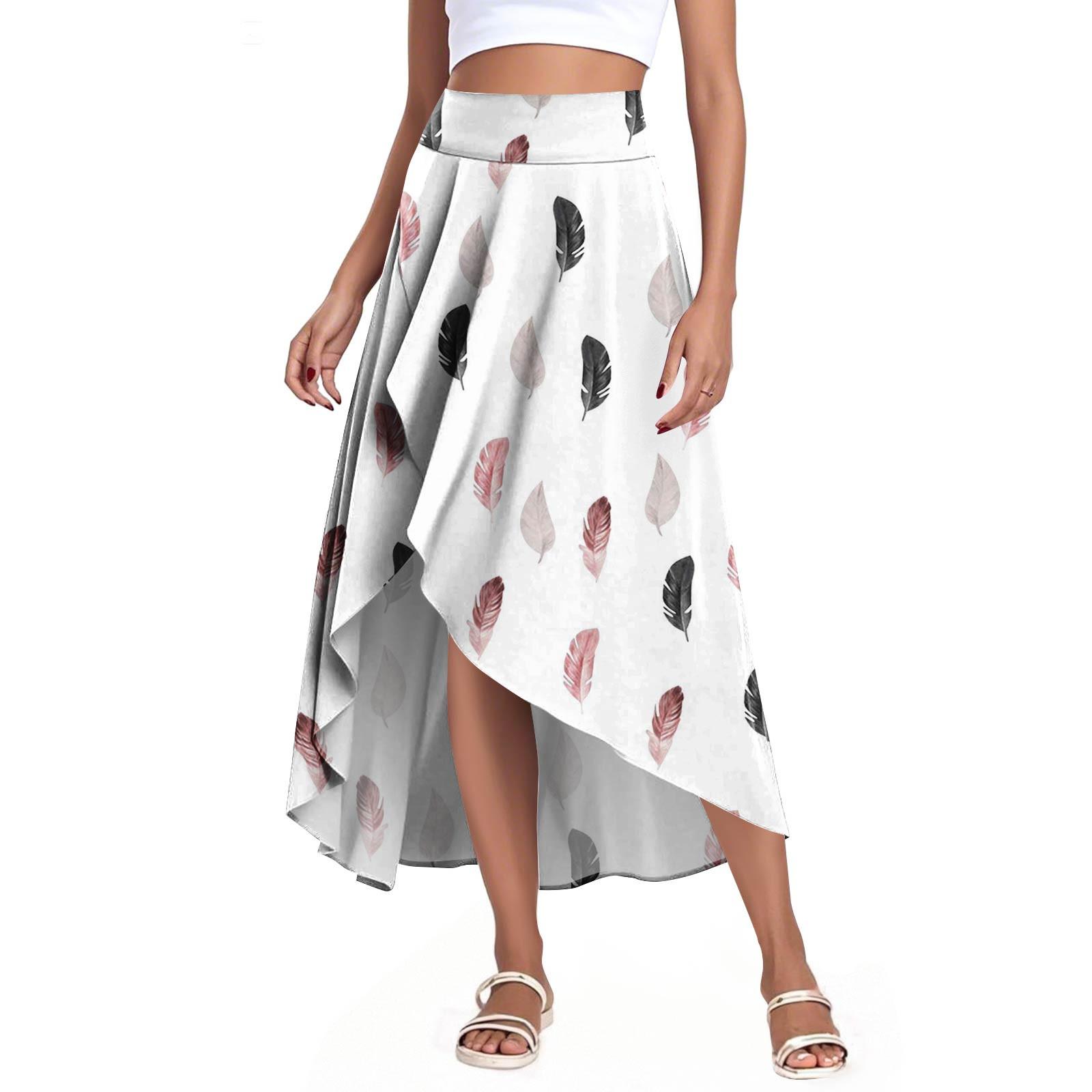 

Жіночі Модні Повсякденні Принтовані Шорти-Спідниця з Розрізом та Воланами з Високою Посадкою XXL рожевий