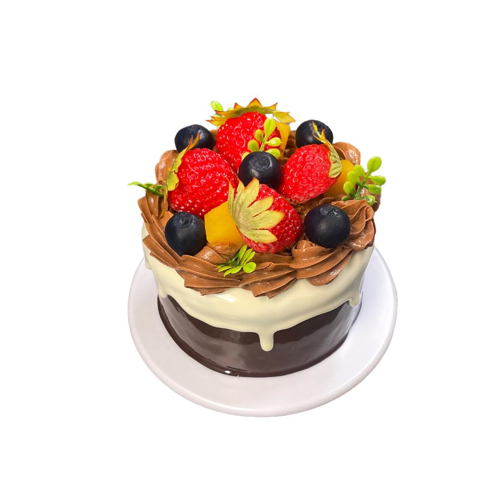 4Inch Simulation Birthday Cake Fake Dessert Model Baking Window Display Samples Photo Props, for Wedding Birthday Table Decor