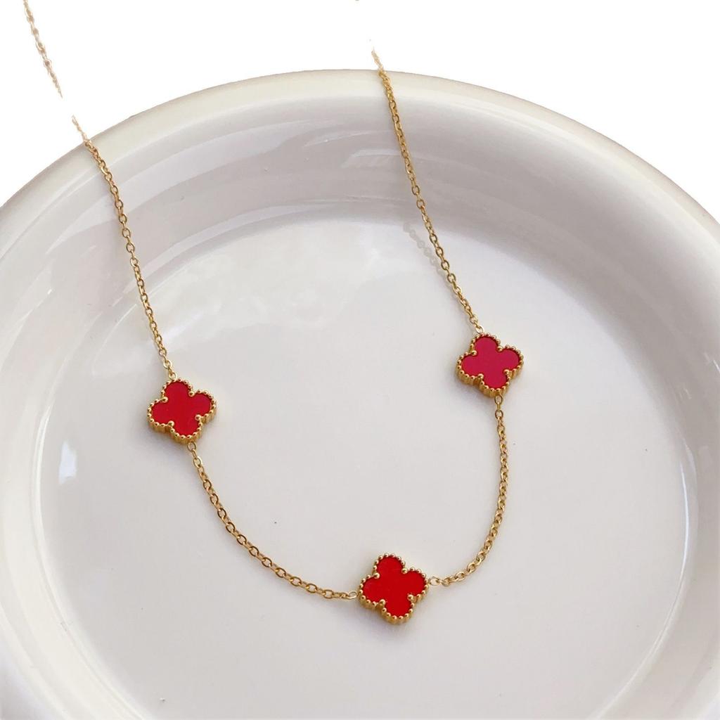 Four-Leaf Clover Necklace Female Titanium Steel Does Not Fade Temperament Collarbone Chain Net Red New 18k High-Grade Bracelet