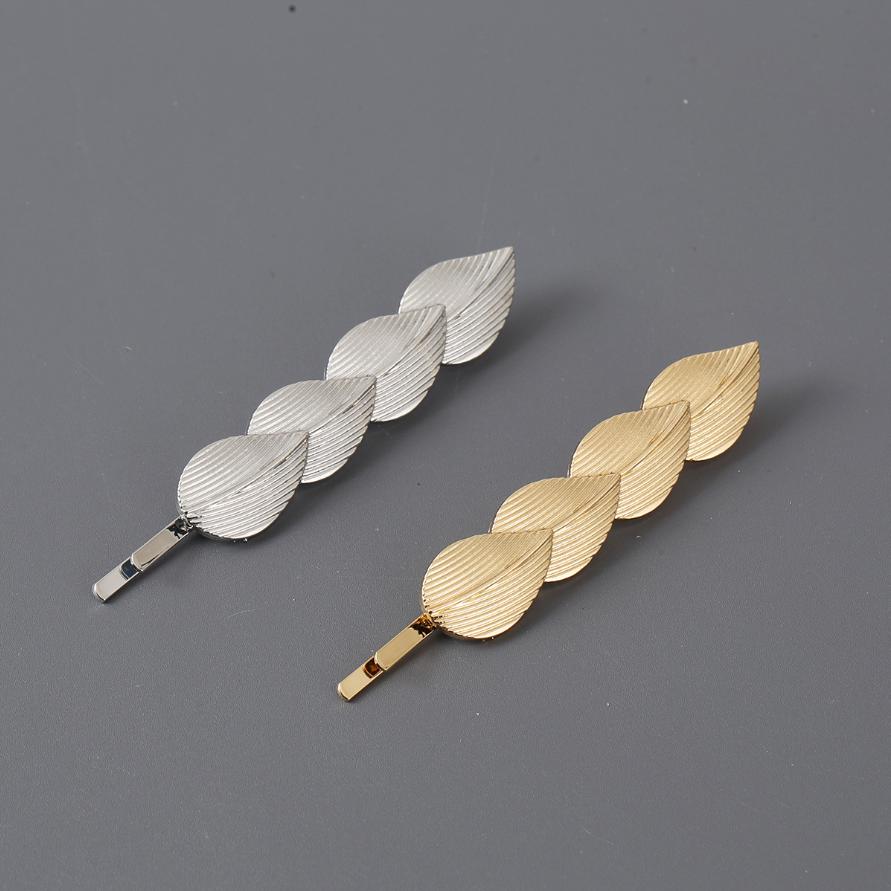 2PCS Metal Vintage Hair Pin Clip for Women Gold Color Leaf Temperament Retro Bangs Edge Clip Alloy Barrettes