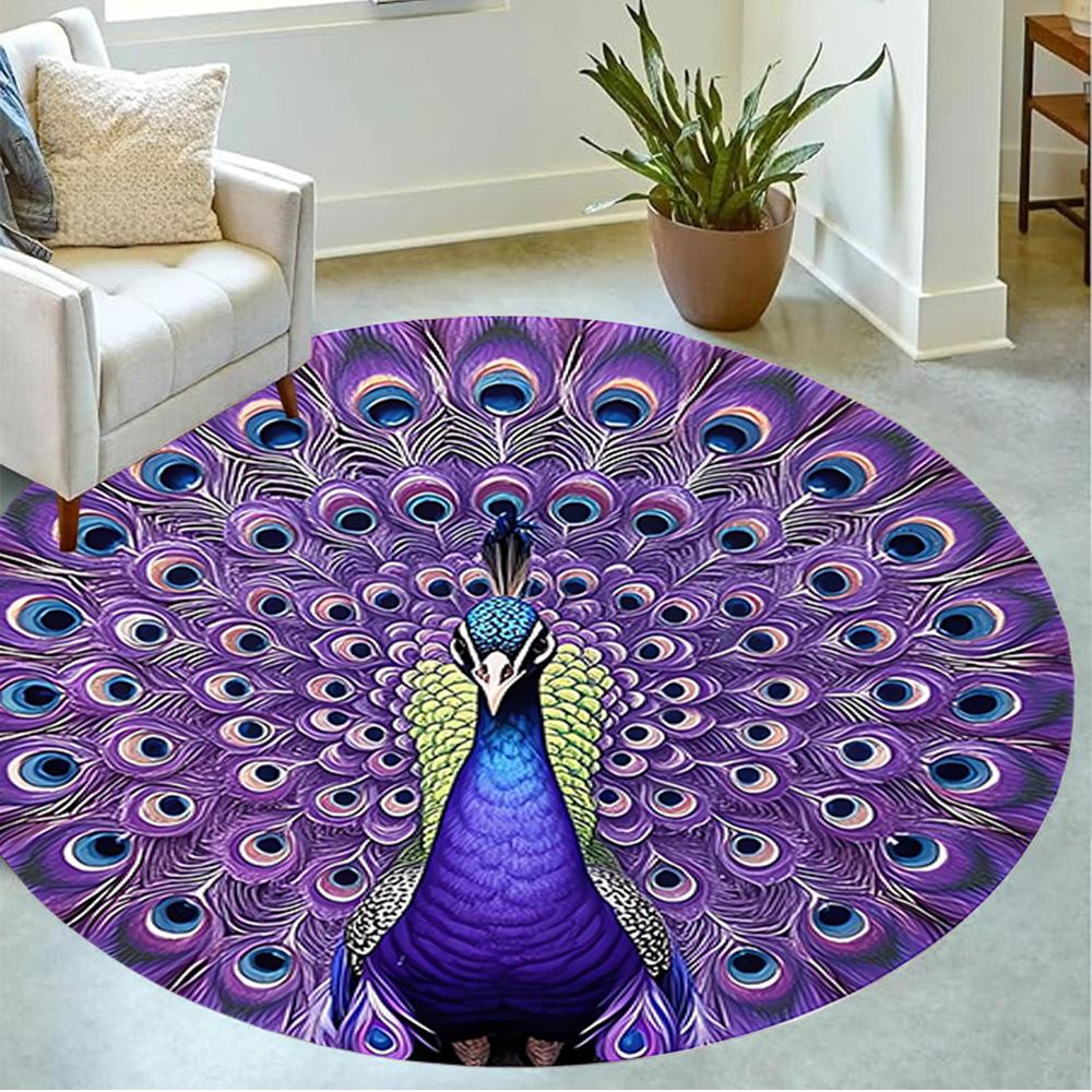 1pc Home Carpet Peacock Design Non-slip Rug for Office Decor and Living Room Gift Ideas