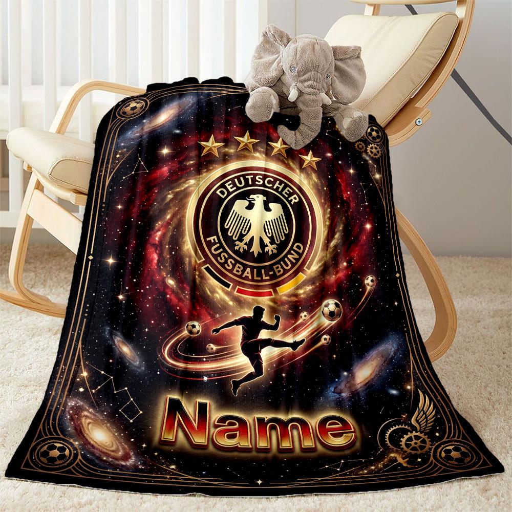 German Football Crest Artwork Personalized Text Blanket Gift Personalized Blanket Comfortable Suitable for Livingroom Sofa Living Room Home Decor