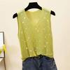 2023 Shiny Silk Sleeveless V-Neck Women's Vest - Spring/Summer New Style, Loose Fit with Hot Diamond Sling Knitted Design