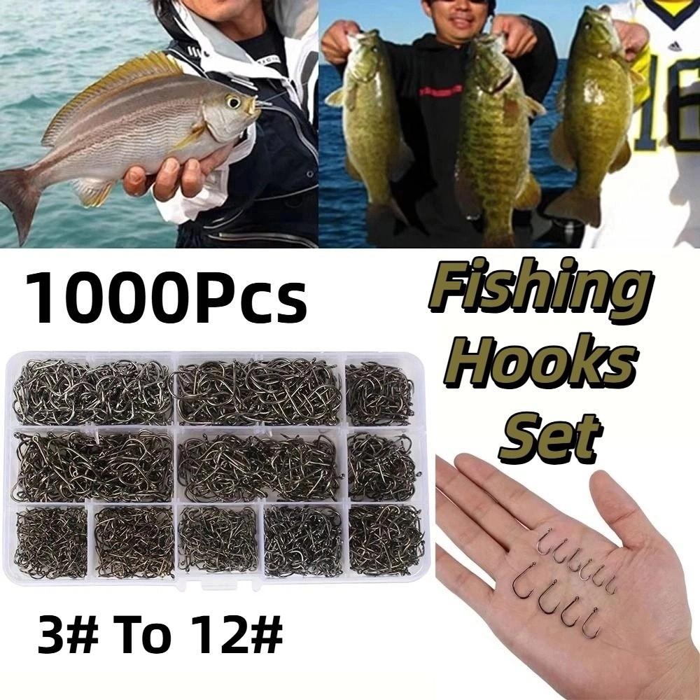 1000Pcs Carbon Steel Fishing Fixed Hooks Durable Barbed Fishing Hooks  Sea Tackle Accessories