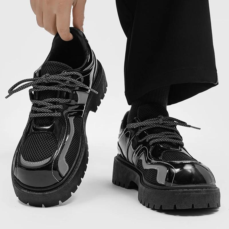 Men Casual Shoes Platform British Style Night Glow Design Oxfords High Quality Lace Up Derby Shoes Fashion Outdoor Shoes Male