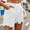 YYFS Women's Fashion Casual Solid Color Print High Waist Sport Shorts