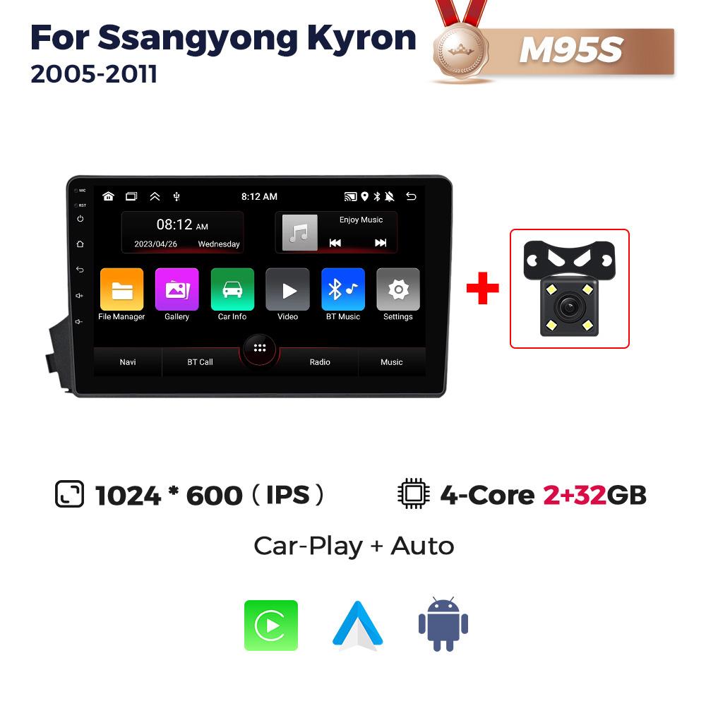 Navifly Wireless Carplay Android Auto Car Radio 2Din Stereo For SsangYong Kyron Actyon 2005-2011 GPS Head Unit Multimedia Player