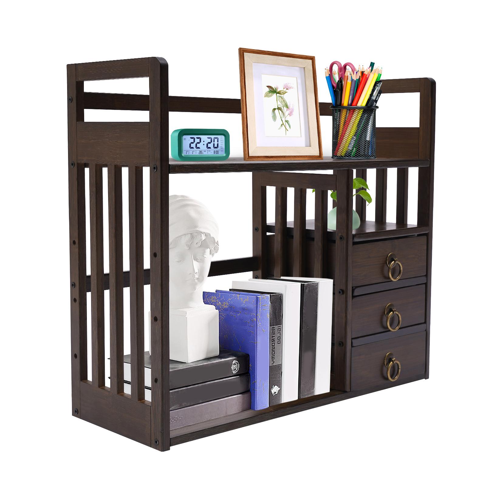 

Bamboo Desktop Bookshelf Display Shelf Bookcase Small Display Shelf Book Rack Expandable Desktop Supplies for Home