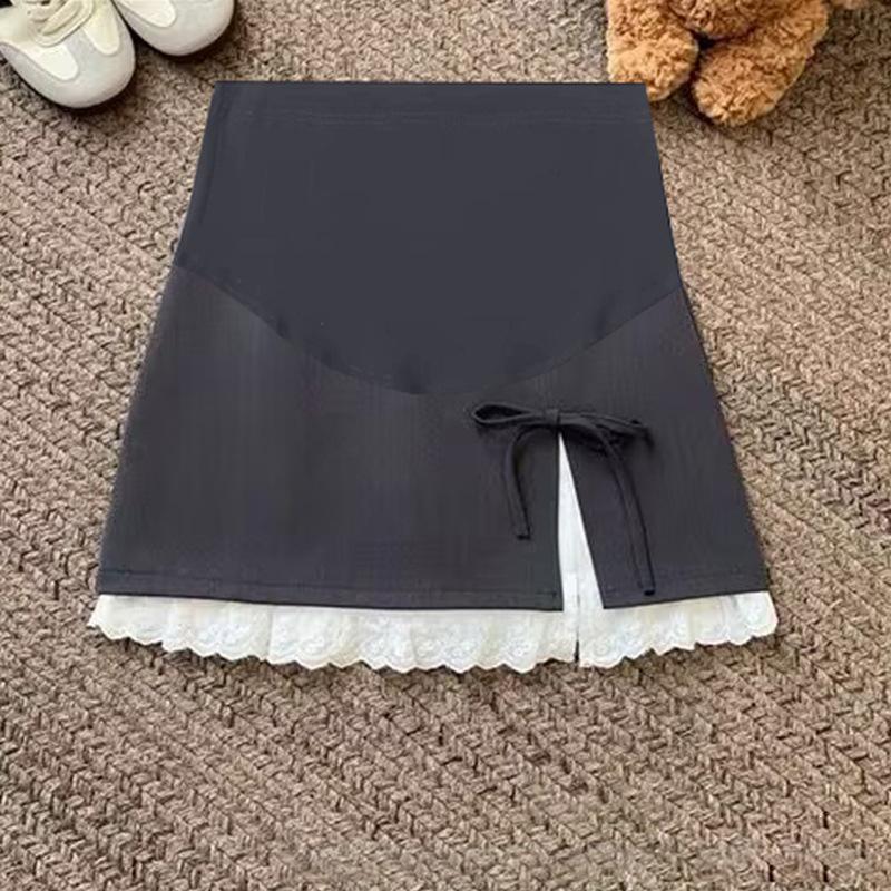 

2026 Maternity Lace-Trimmed A-line Split Skirt for Spring/Summer with Belly Support M