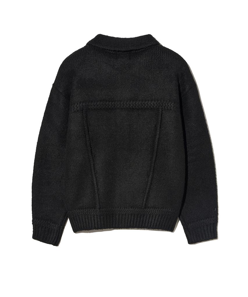 Physical Department Apple Label Knit Trucker Jacket_Black