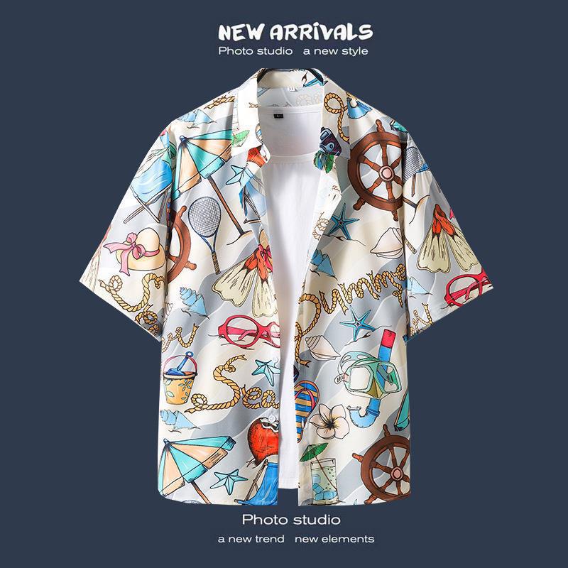 Hot-selling Couple Flower Shirt South East Asia Style Hawaiian Beach Wear Loose Casual Jacket Spot