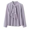 Elegant French Ribbon Blouse - Women's New Autumn Design, Chic Long-Sleeved Top for Gentle Temperament and Commuting Style.