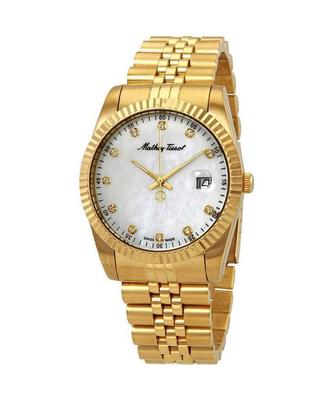 Orologio da uomo Mathy II in acciaio inossidabile color oro con quadrante in madreperla al quarzo H710PI
