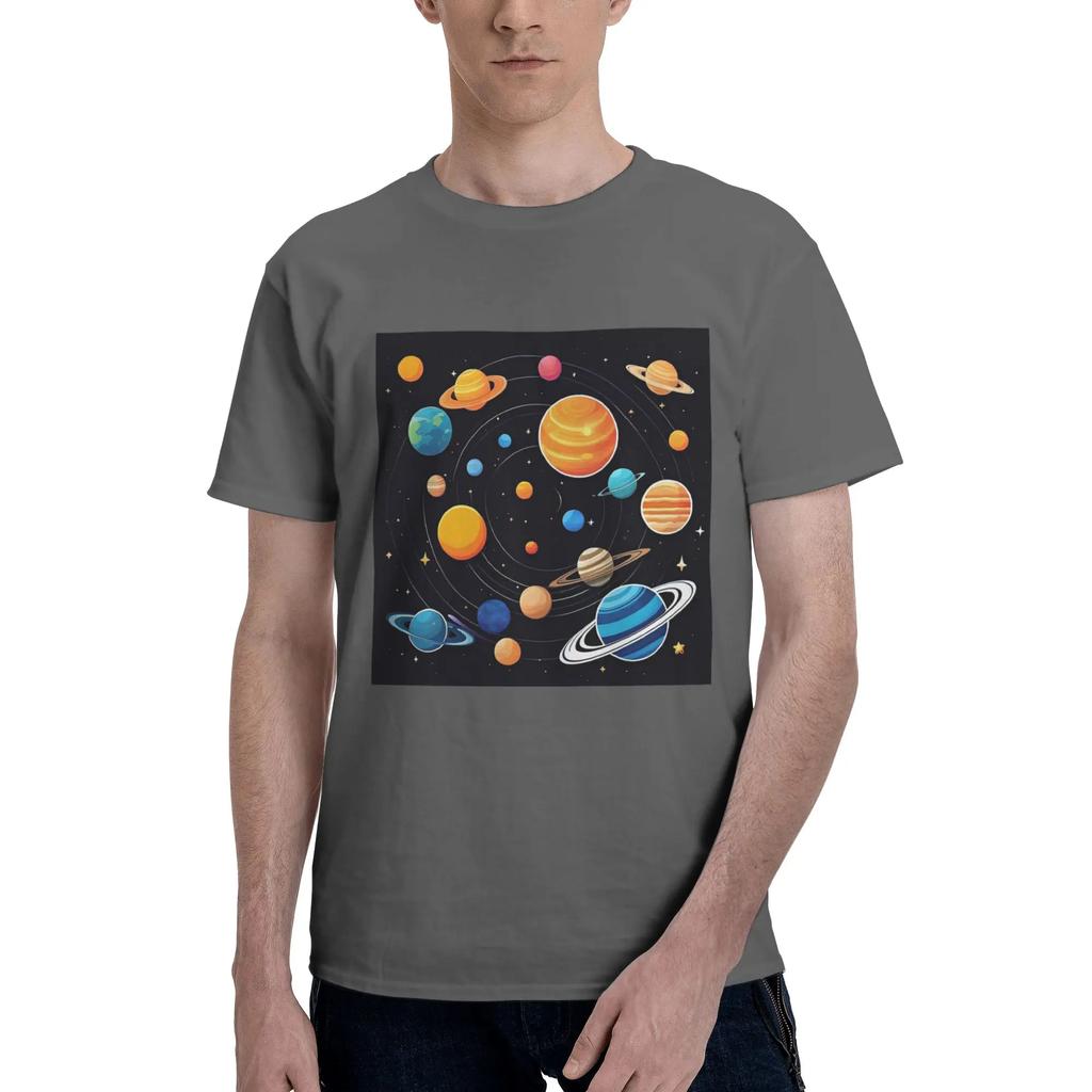 Solar System Space Planets Universe Men TShirt Plus Size T Shirts Mens ONeck Cotton Tees Short Summer Male