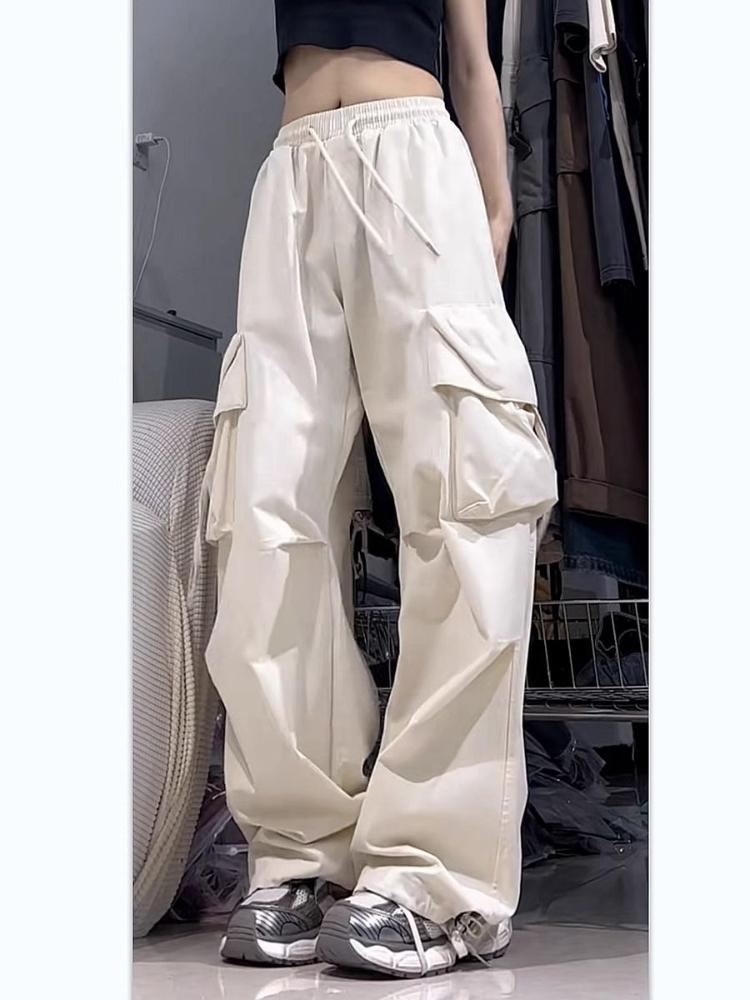 Mode Lässig Retro Arbeit Lange Hosen Frauen Hohe Taille Gerade Bein Breite Bein Hosen Lose Casual Hosen Streetwear
