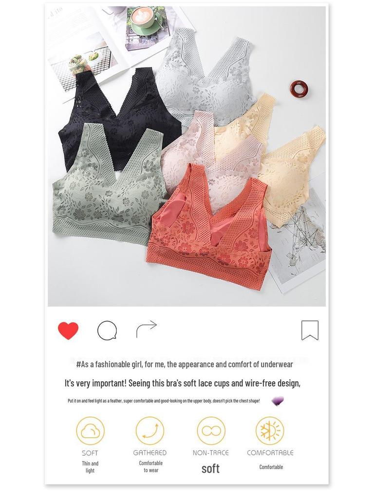 Women's Seamless Lace Back Sports Bra - No Underwire, Breathable & Thin