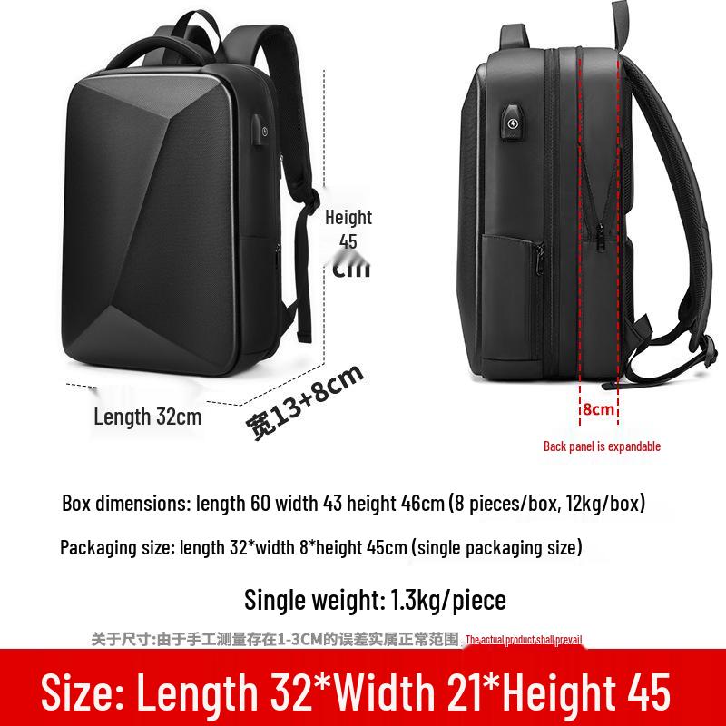 Men's Hard Shell Expandable Business & Travel Backpack with Laptop Compartment