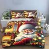 Festive Santa Christmas Scene Bedding Duvet Cover Set Duvet Cover Pillowcases  (1*Duvet Cover 2*Pillowcases, Without Duvet Insert)