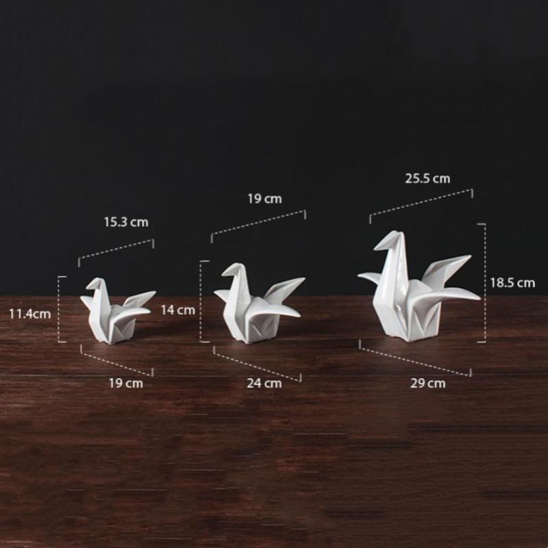 Ceramic Handicrafts Silver Paper Crane Geometric Bird Sculpture Origami Decorative Figurines Home Decoration Accessories