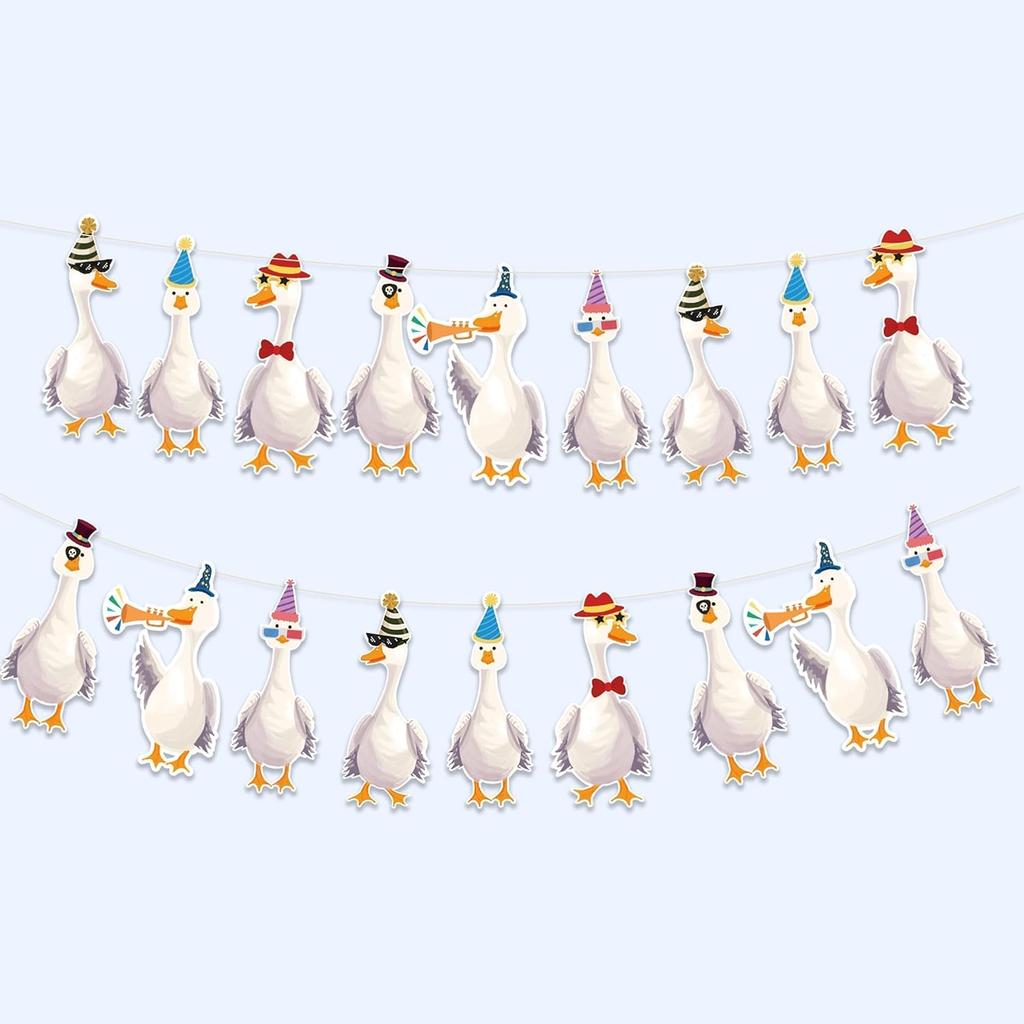 Cheerland Silly Goose Party Decorations Garland Birthday Banner Garden Tea Party Hanging Funny Goose Go Duck Decoration Supplies Farm Themed Cute