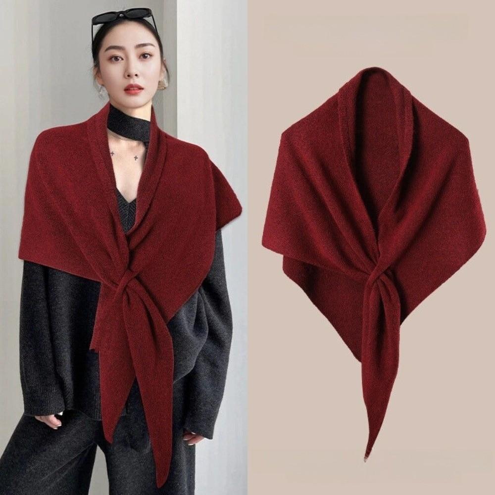 Plush Knitted Triangle Scarf Korean Style Cape Wraps Fashion Winter Shawl Women/Men