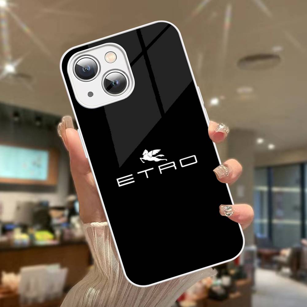 Classic Design E-Etro For IPhone 14 13 12 Mini 11 Pro XS Max X XR 14 Plus Tempered Glass Cover
