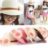 Kids Girls Cute Fashion Flower Large Brim Sunscreen Beach Sun Straw Hat