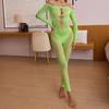 Sex Underwear Sexy Hollow One-word Shoulder Onesie Jacquard Long-sleeved Mesh Skirt Mesh Suit
