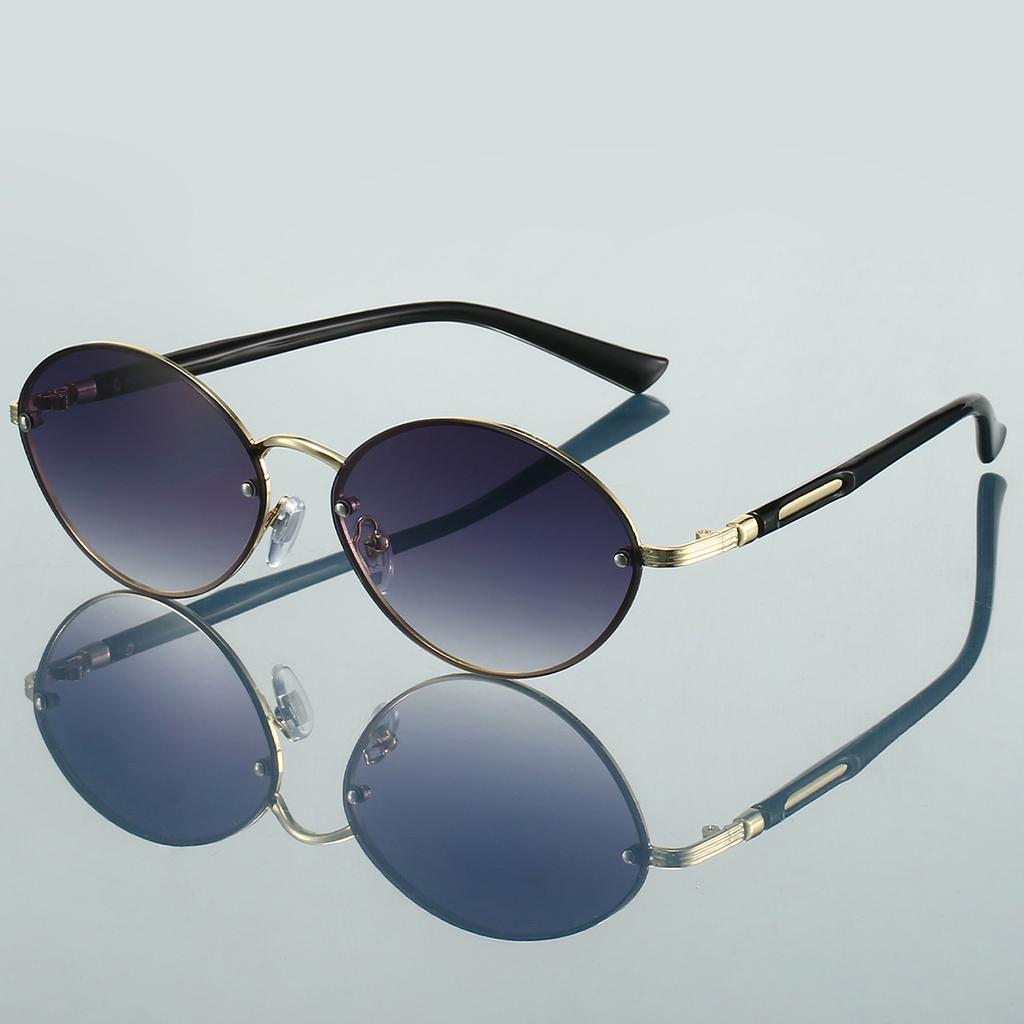 Vintage Metal Rim Gradient Shades Women's Original Brand Design Sunglasses Multi Color Lens Chic Driving Sun Glasses