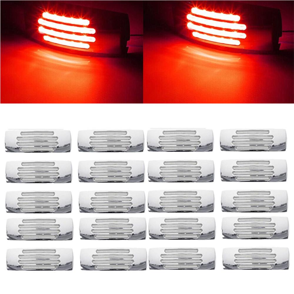 20PCS Truck Lighting Car Side Marker Lights Chrome Waterproof 22LED Trailer Side Light Turn Signal Indicator Clearance Lamp