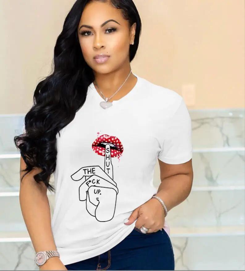 LOVE Red Lips Pink Heart Print T Shirt Women Romantic Slogan Graphic Short Sleeve Valentine Casual Summer Tee