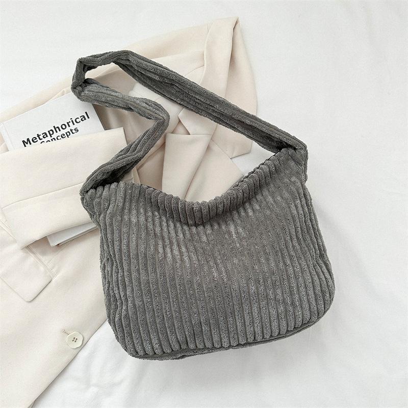 Large-capacity bag women's 2025 autumn and winter new corduroy commuter shoulder bag literary college student class crossbody bag