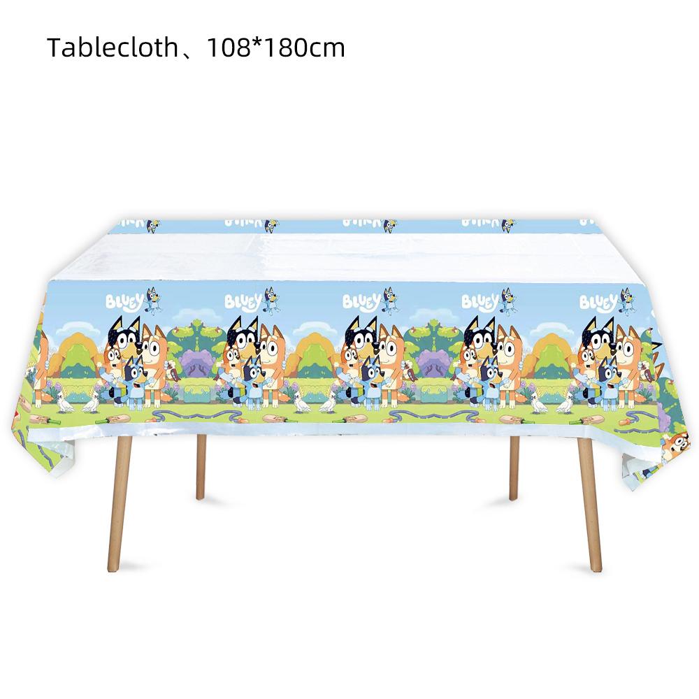 51pcs Tableware Set Plates Cups&Tablecloth For Kid's Bluey Theme Birthday Party