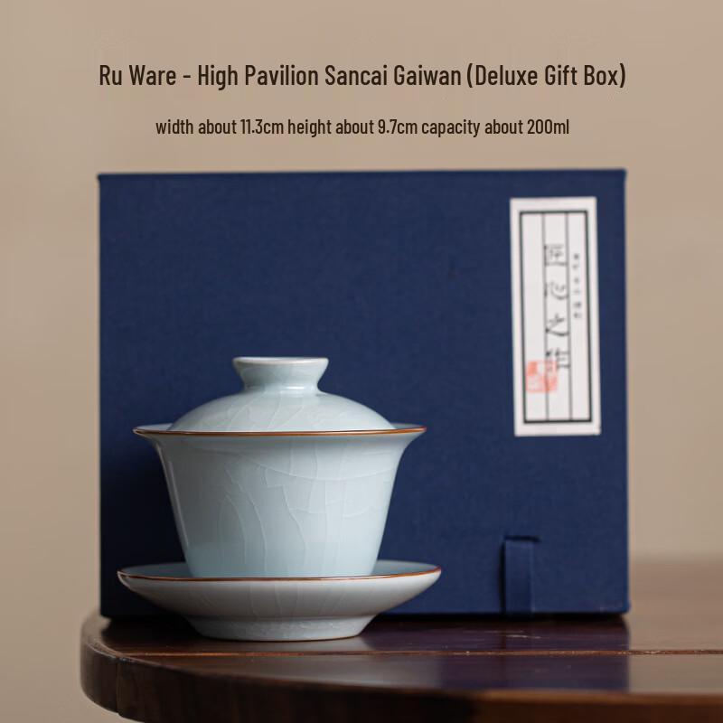 Ru Kiln Ceramic Sancai Gaiwan Tea Bowl